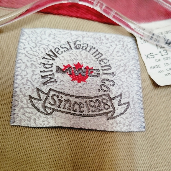 Mid-West Garment Co. Rodeo Cowboy Farm Shirt Mens XS Red Tan - Picture 9 of 14